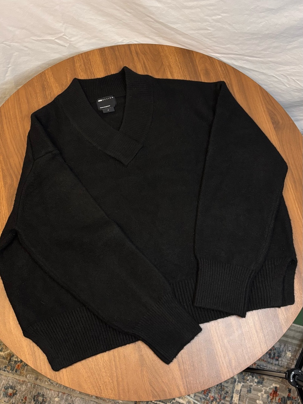 Black V-Neck Sweater - Classic Knit